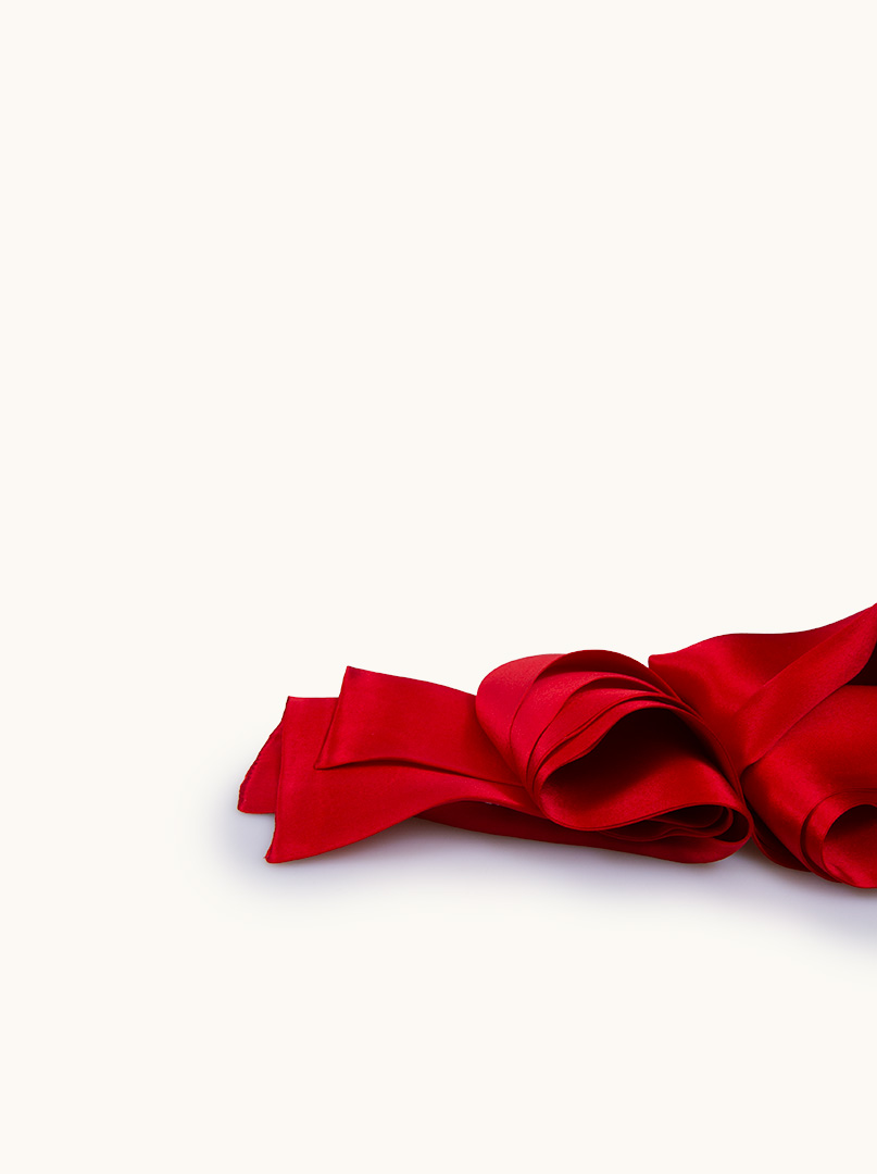 Dwustronny czerwony wąski szal z podwójnego jedwabiu   16x145cm zdjęcie 2